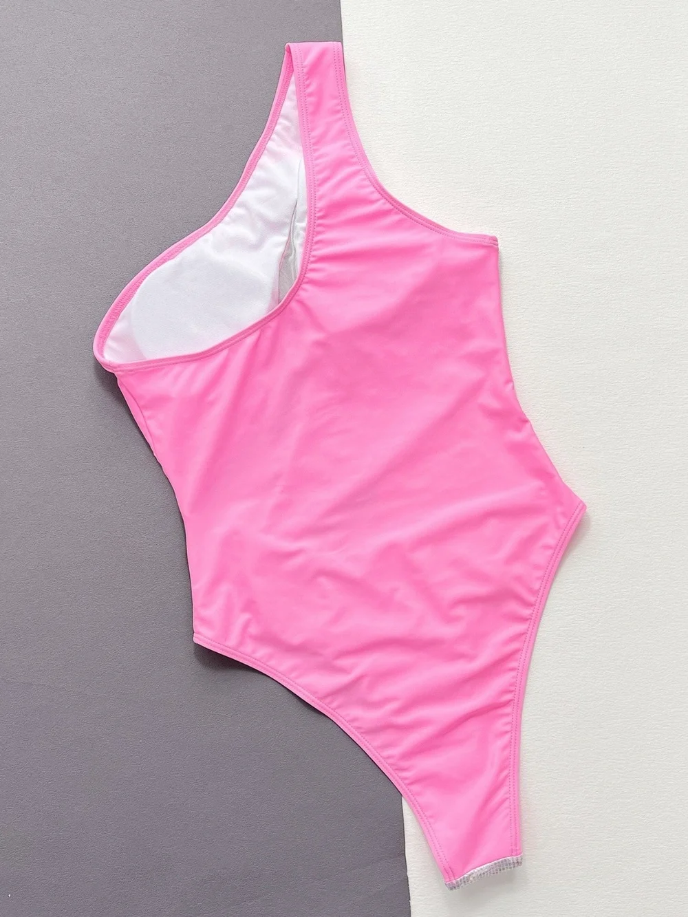 Pink One-Shoulder Cutout Kids One-Piece Swimsuit